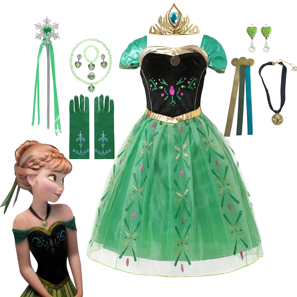 

Disney Frozen Elsa Anna Costume For Kids Girl Fancy Birthday Party Gown Princess Dress Carnival Party Children Clothing 2023