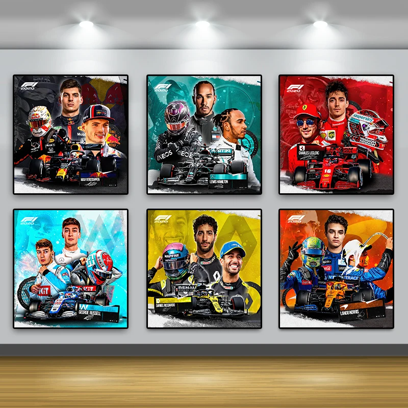 

Wall Decor Pictures F1 Formula Car and Racers Posters Prints Canvas Painting Nordic Wall Art Cuadros for Living Room Decoration