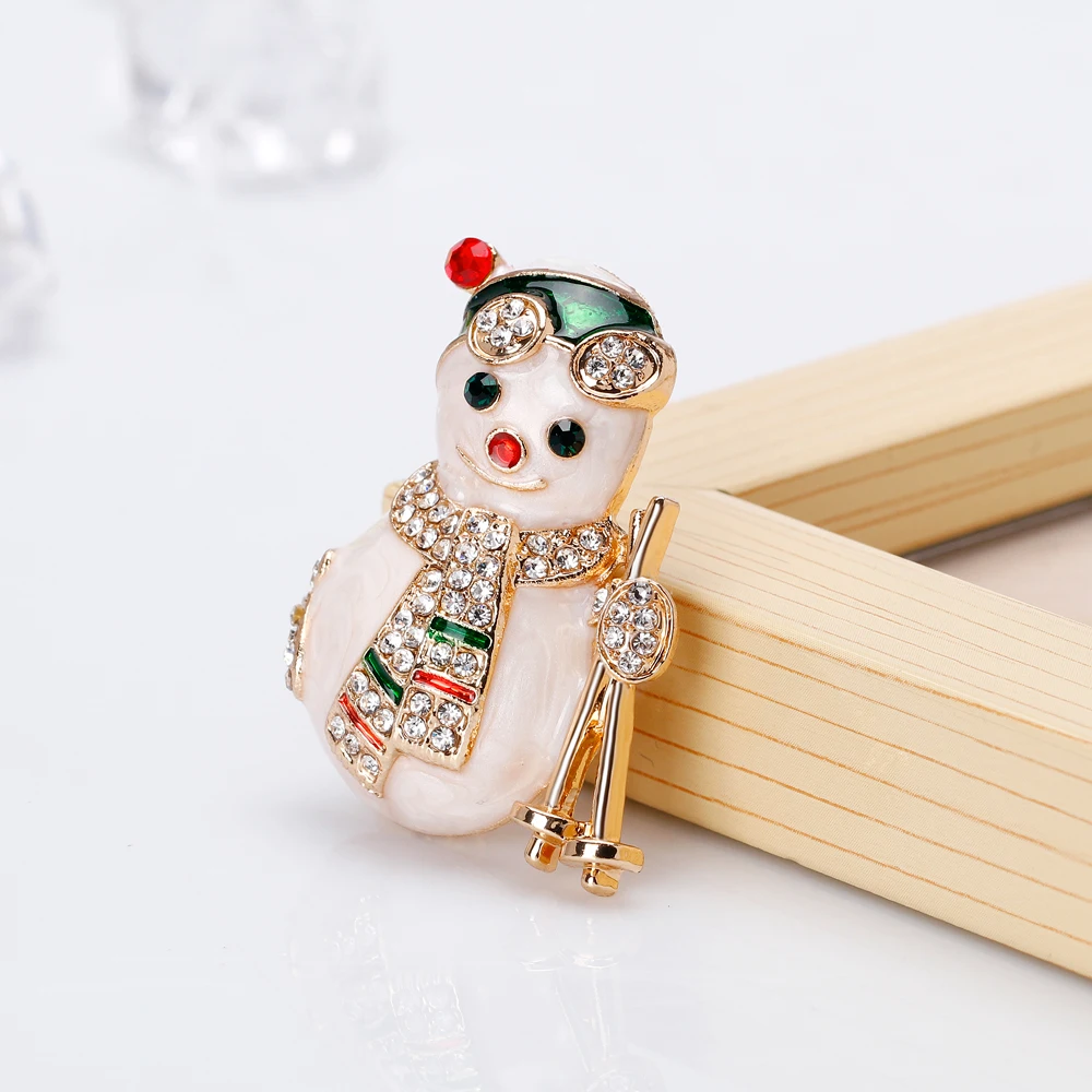 Прекрасные эмалированные броши в виде снеговика женские стразы рождественская