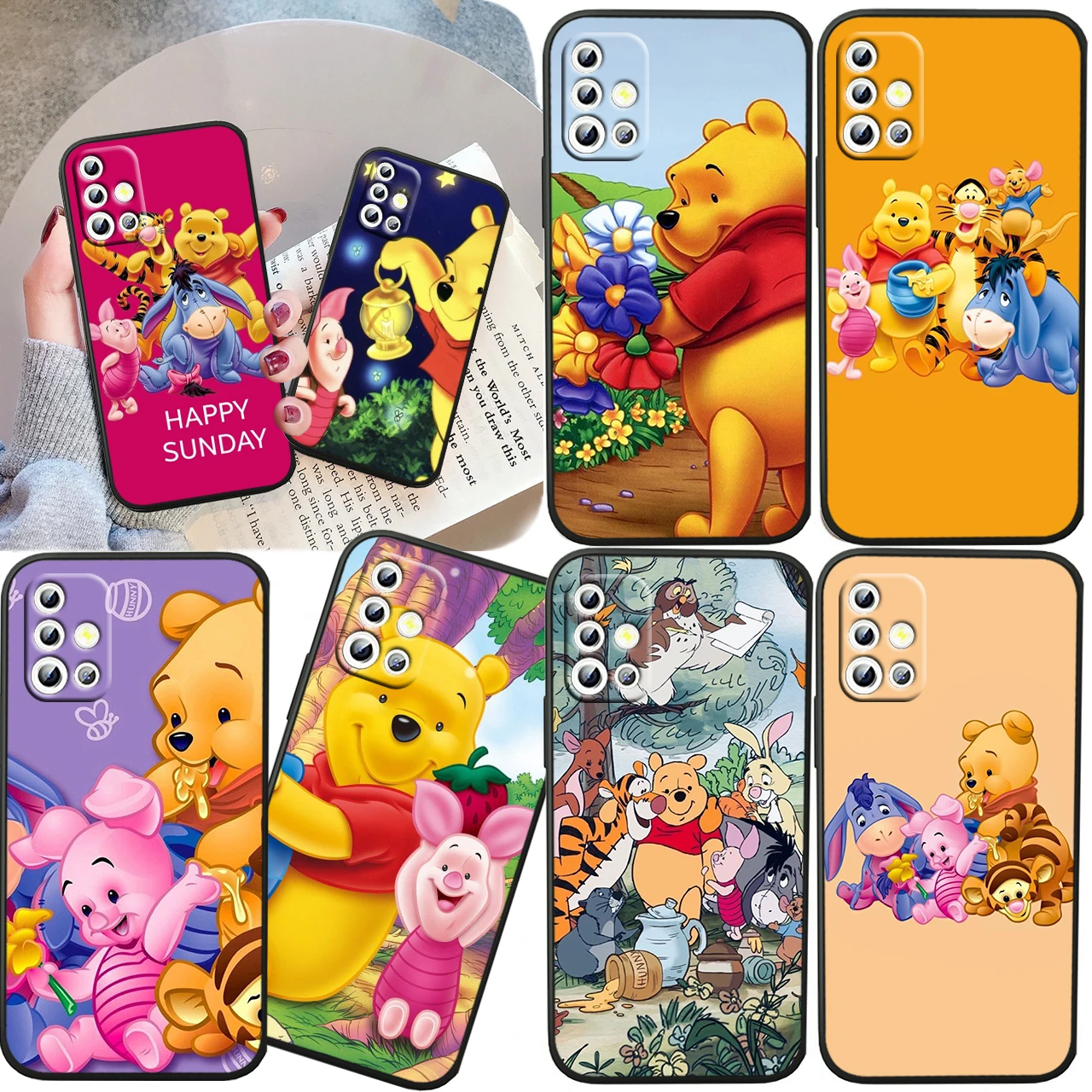 

Disney Winnie Bear For Samsung A04S A81 A91 A71 A51 A41 A31 A12 A21S A01 4G 5G Silicone Soft Black Phone Case
