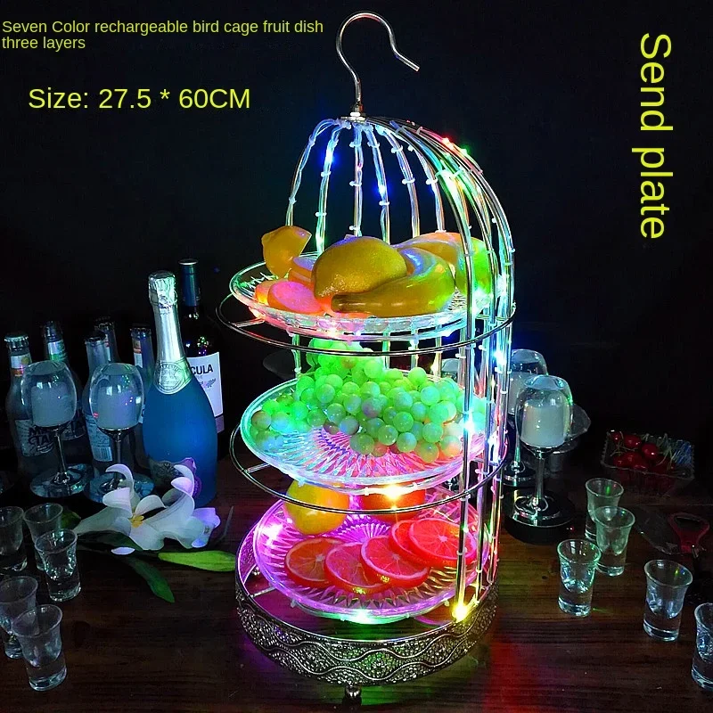 Светящаяся подставка для фруктов снэков креативная бара клетка миска ночная