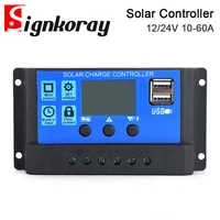 10a 20a 30a 40a 50a 60a solar charge controller 12v24v lcd display solar panel controller battery regulator with usb port