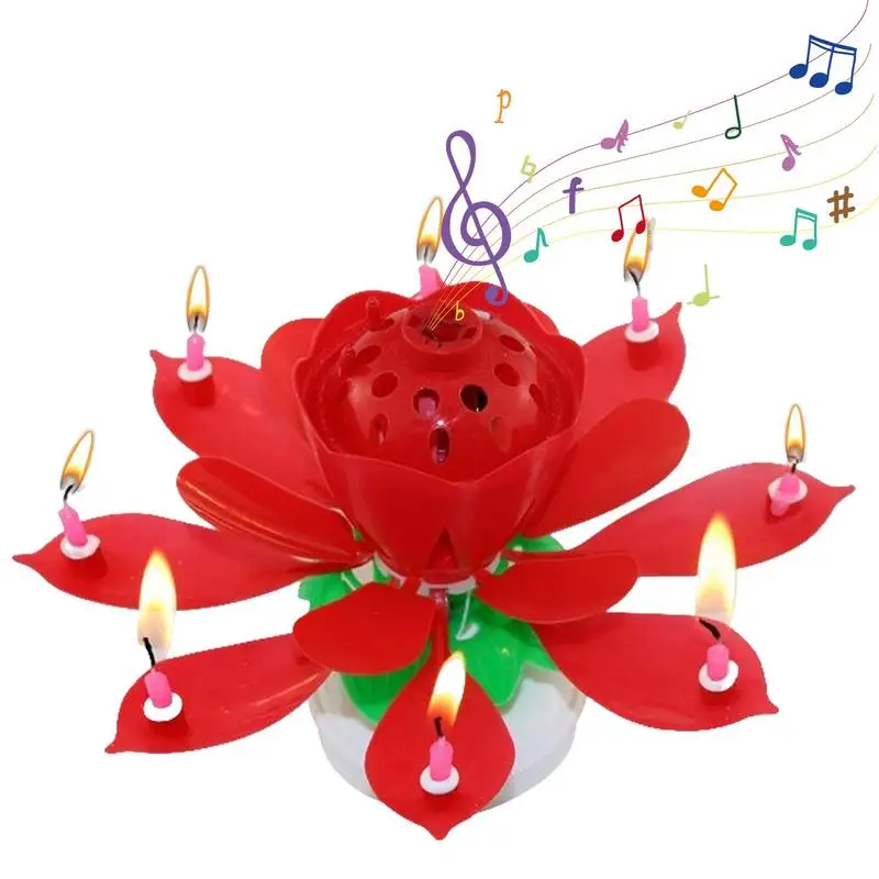 

Lotus Candle Rotating Lotus Musical Candle Electric Birthday Cake Candles Flower Candle Reusable Birthday Candle Birthday Candle