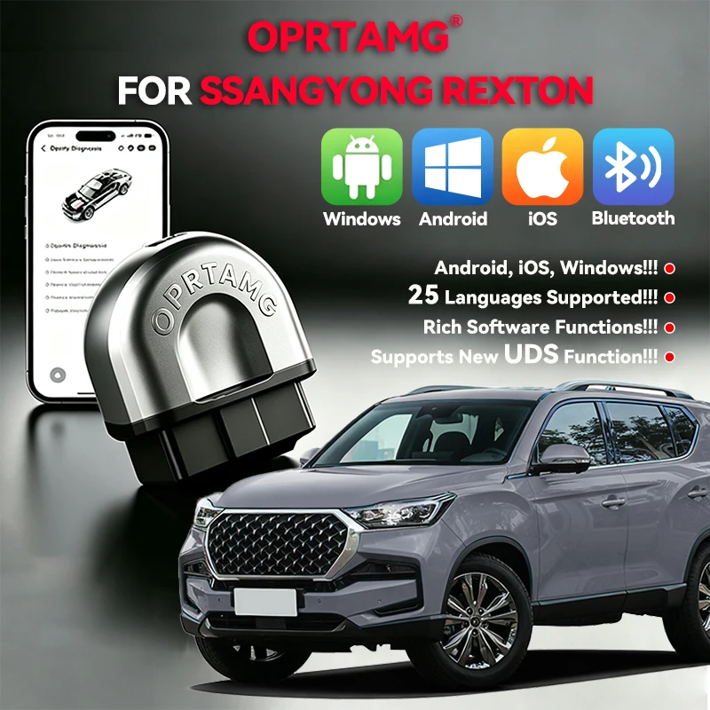 Фото OPRTAMG B25 Bluetooth OBD2 сканер для SsangYong Rexton, диагностический инструмент для всех систем автомобиля, кодирование ЭБУ. №1