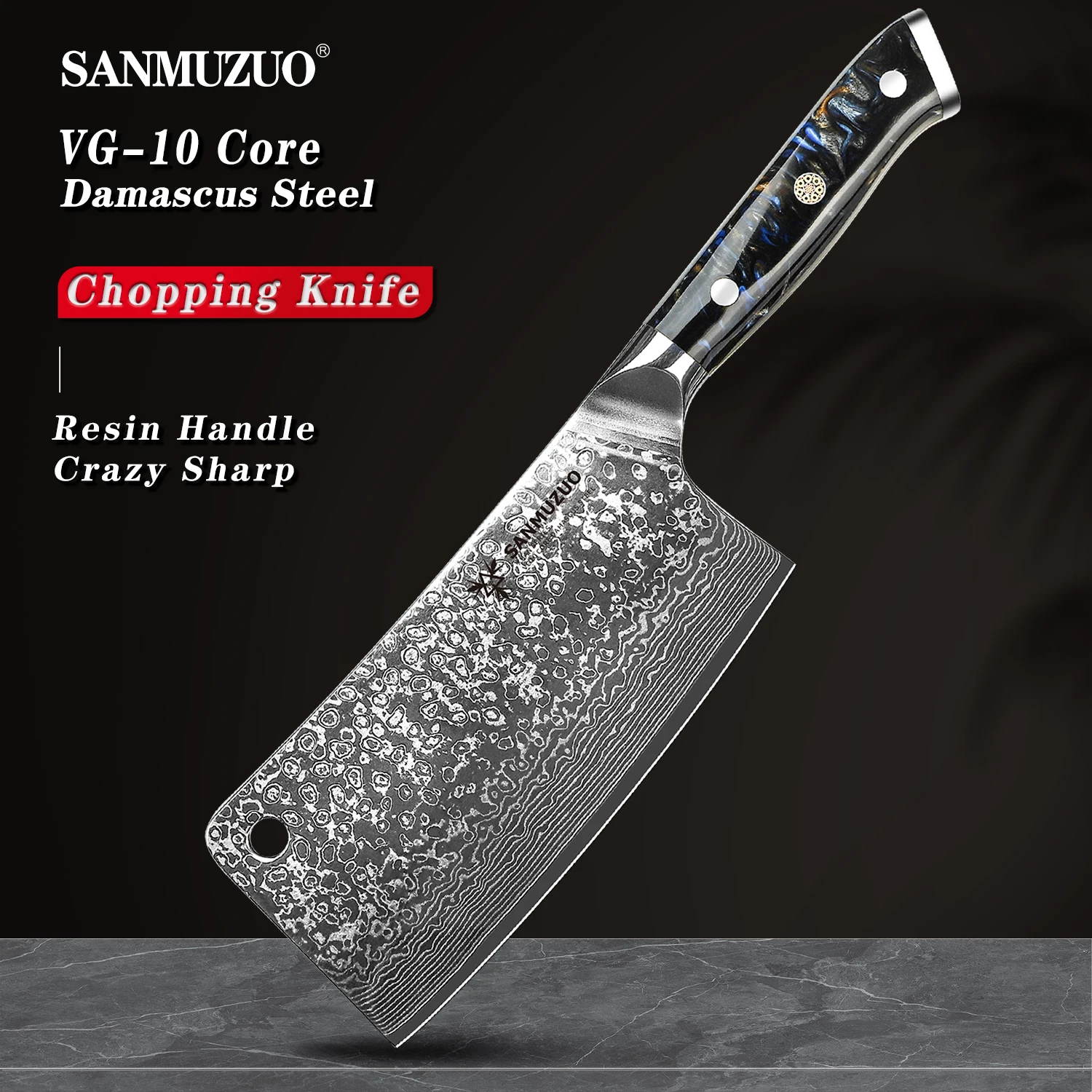 SANMUZUO Нож для измельчения костей — 7-дюймовый нож-тесак серия Xuan кухонный нож из