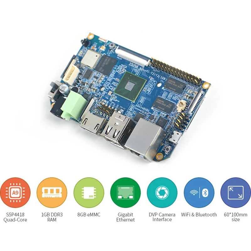 

For Nanopc-T2 S5P4418 Quad Core Cortex-A9 1GB DDR3 RAM Wifi Bluetooth A9 Card Computer Development Board Ubuntu Android