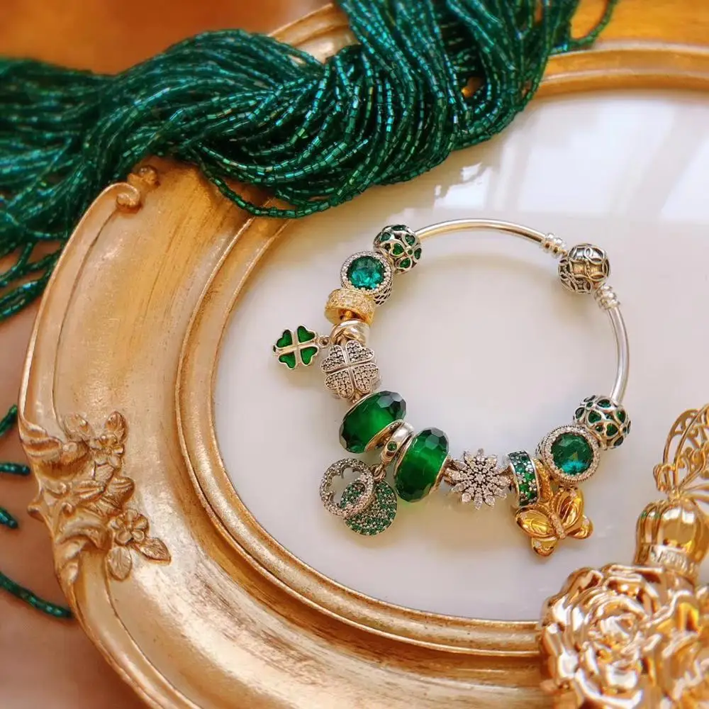 

LIDU 100%925 Silver High Quality 2019 New Green Bracelet Plated Gift For Friends Free Mail Manufacturer Wholesale