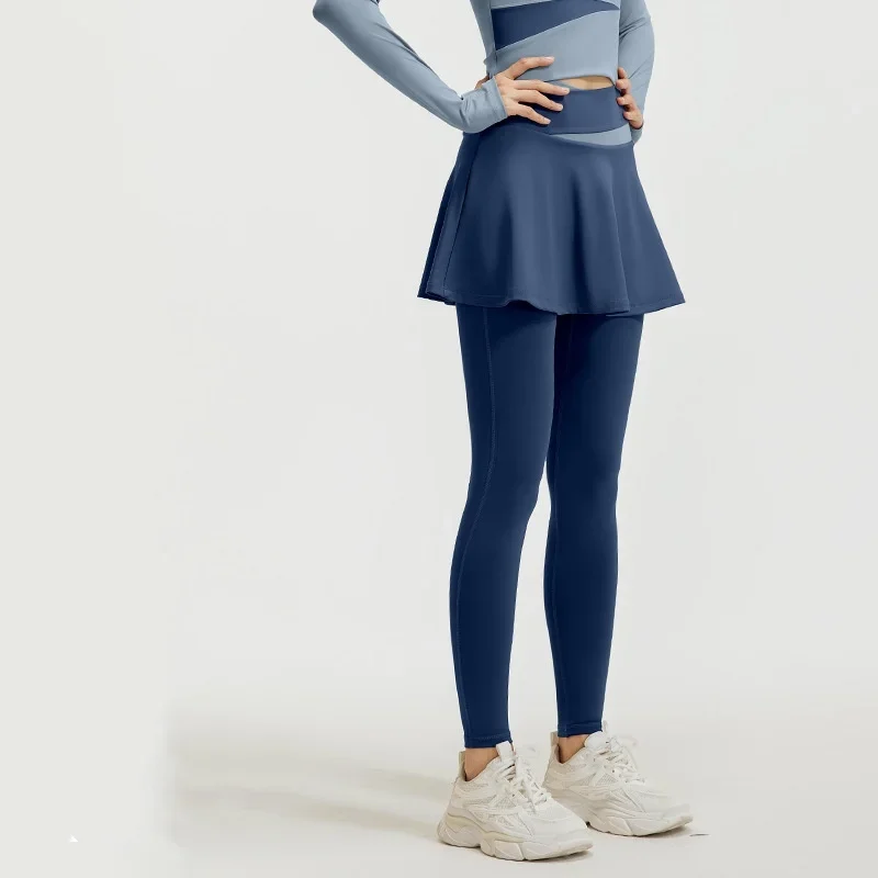 Поддельные брюки из двух частей спортивные женские тонкие для фитнеса и йоги