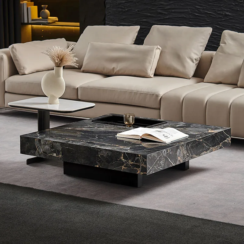 

Nordic Living Room Coffee Table Square Design Marble Aesthetic Coffee Table Minimalist Bedroom Table Basse Salon Home Furniture