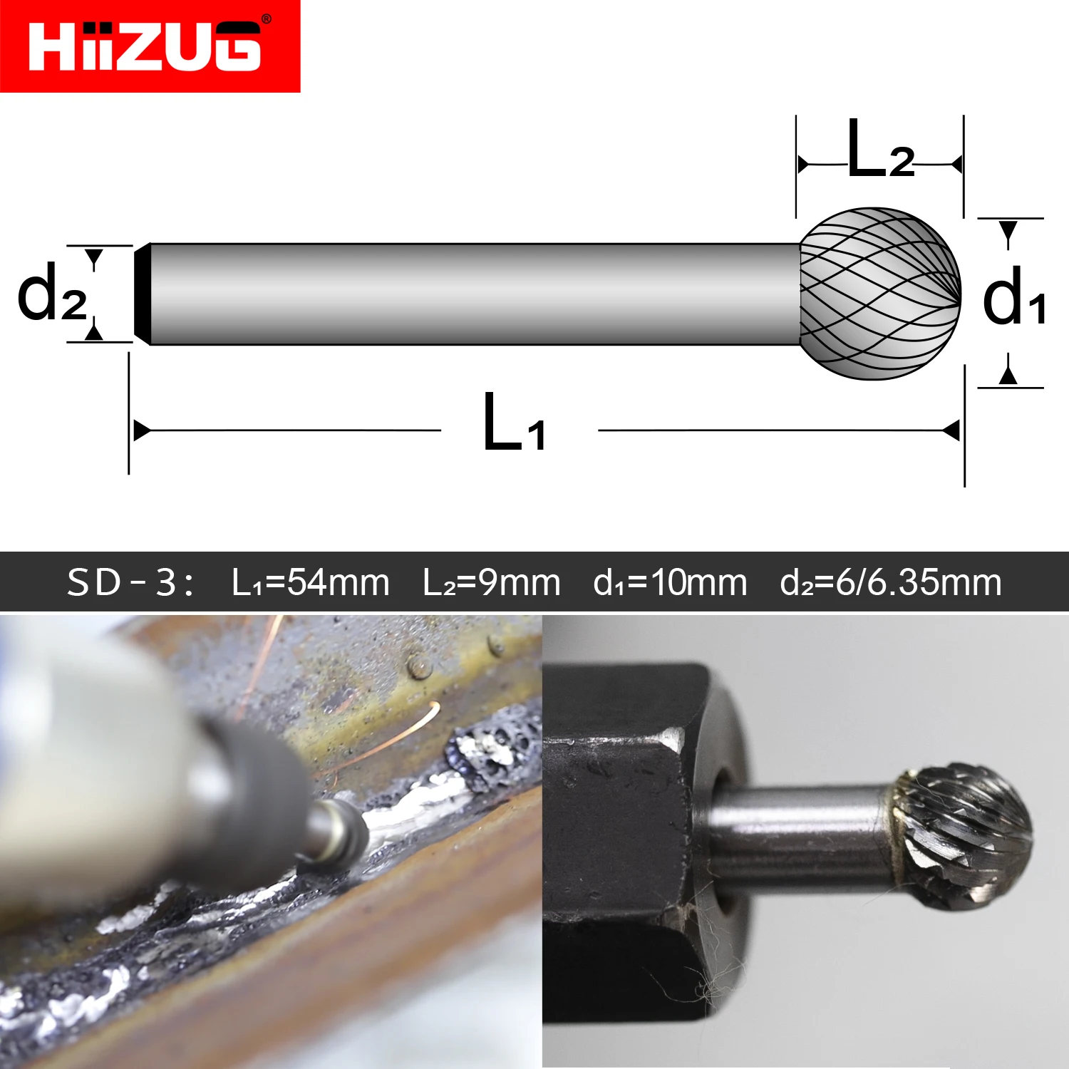 Бур твердосплавный с хвостовиком 6 мм/6 35 мм для шлифовального станка Dremel