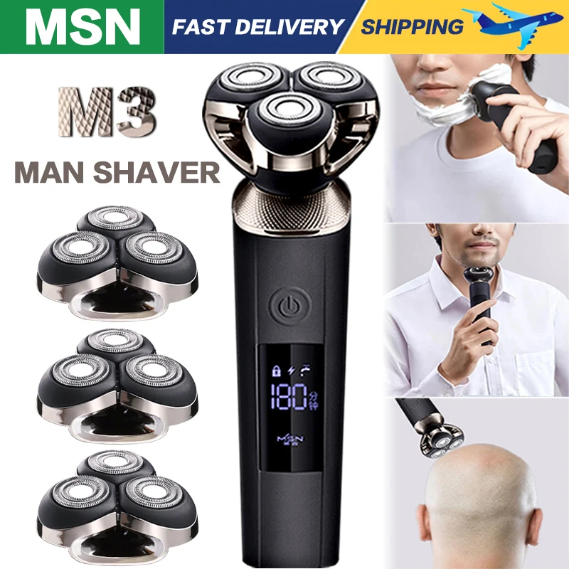Electric Razor For Men Hair Clipper Beard Trimmer Fast Charging Lcd Display 3d Shaving Machine Smart Clean