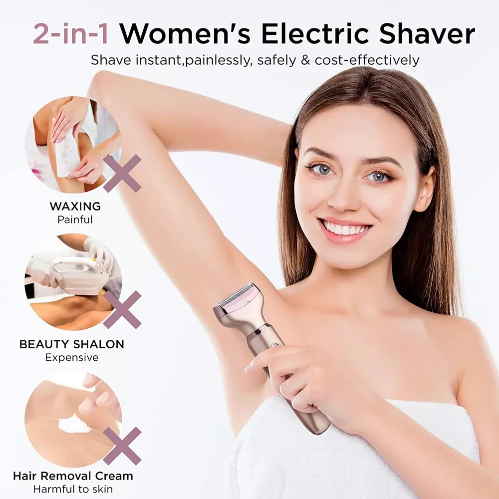 

NEW2023 Professional 2 in 1 Women Epilator Electric Razor Hair Removal Painless Face Shaver Bikini Pubic Hair Trimmer Home Use M