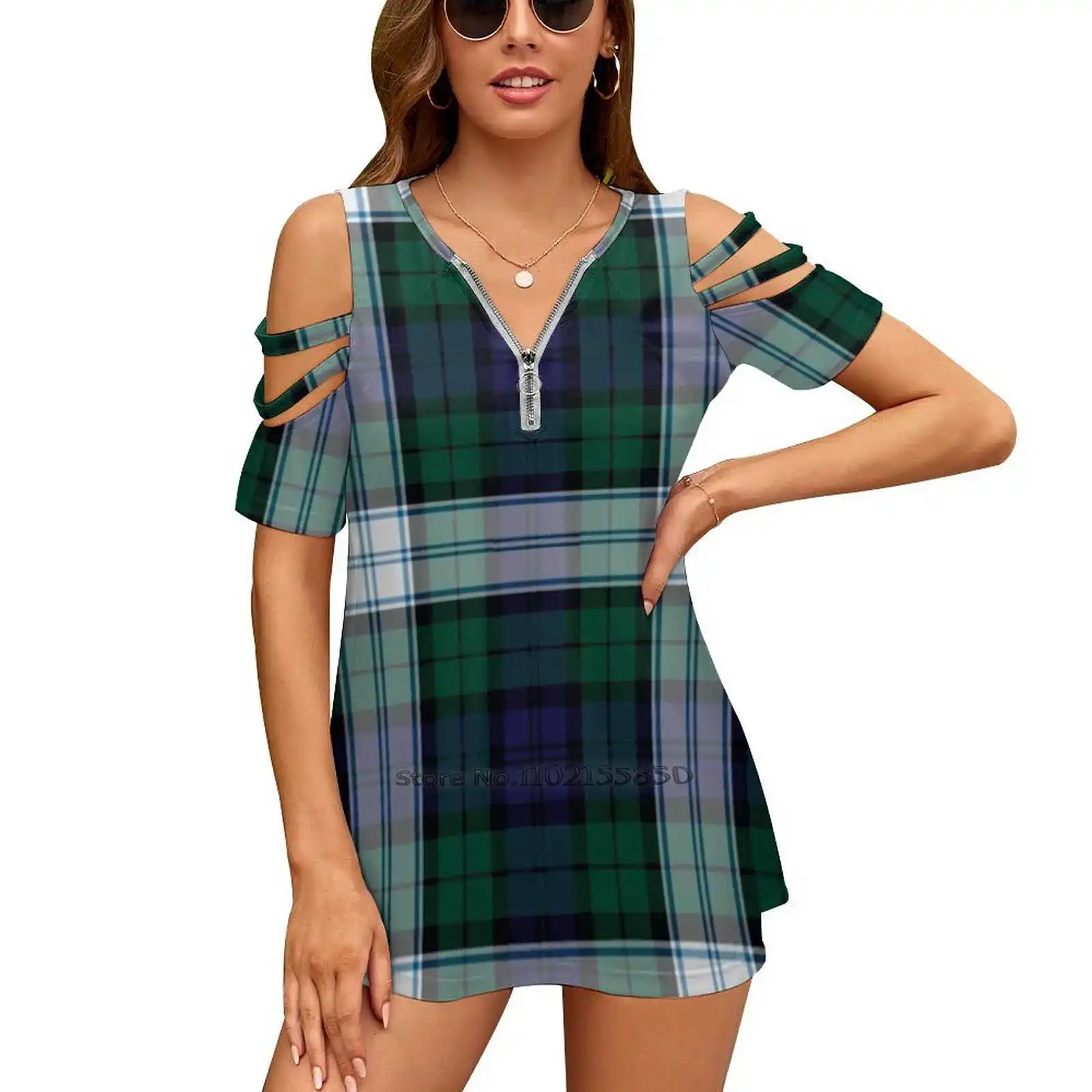 

Blackwatch Dress Tartan | Modern | Cute Blue And Green Plaid Women Print T-Shirt Summer Casual Tops Streetwear T Shirt Boho