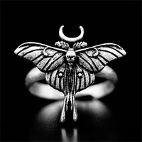 trendy gothic style skull head wings butterfly animal adjustable ring female banquet party universal selected jewelry gift