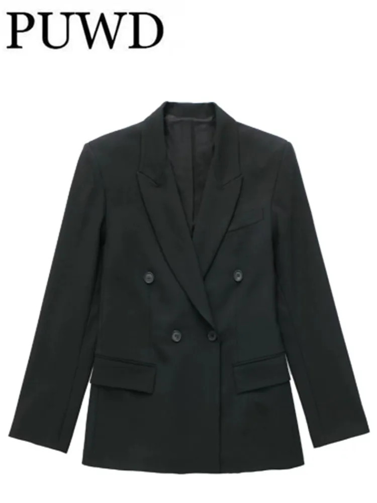 

PUWD Women V Neck Solid Color Long Sleeve Blazer 2022 Spring Fashion Ladies High Street Straight Blazer Female Casual Suits