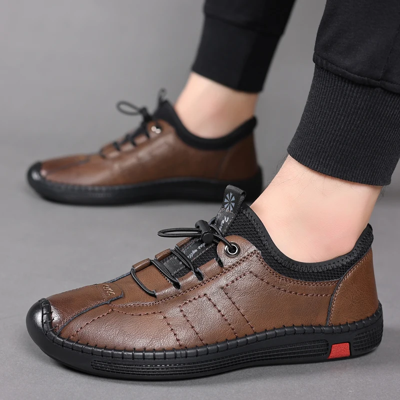 New Men ' S Casual Leather Shoes Breathable Shoes Man Zapatos Hombre Casual Mens Sneakers Sapatos Masculinos Leather Shoes