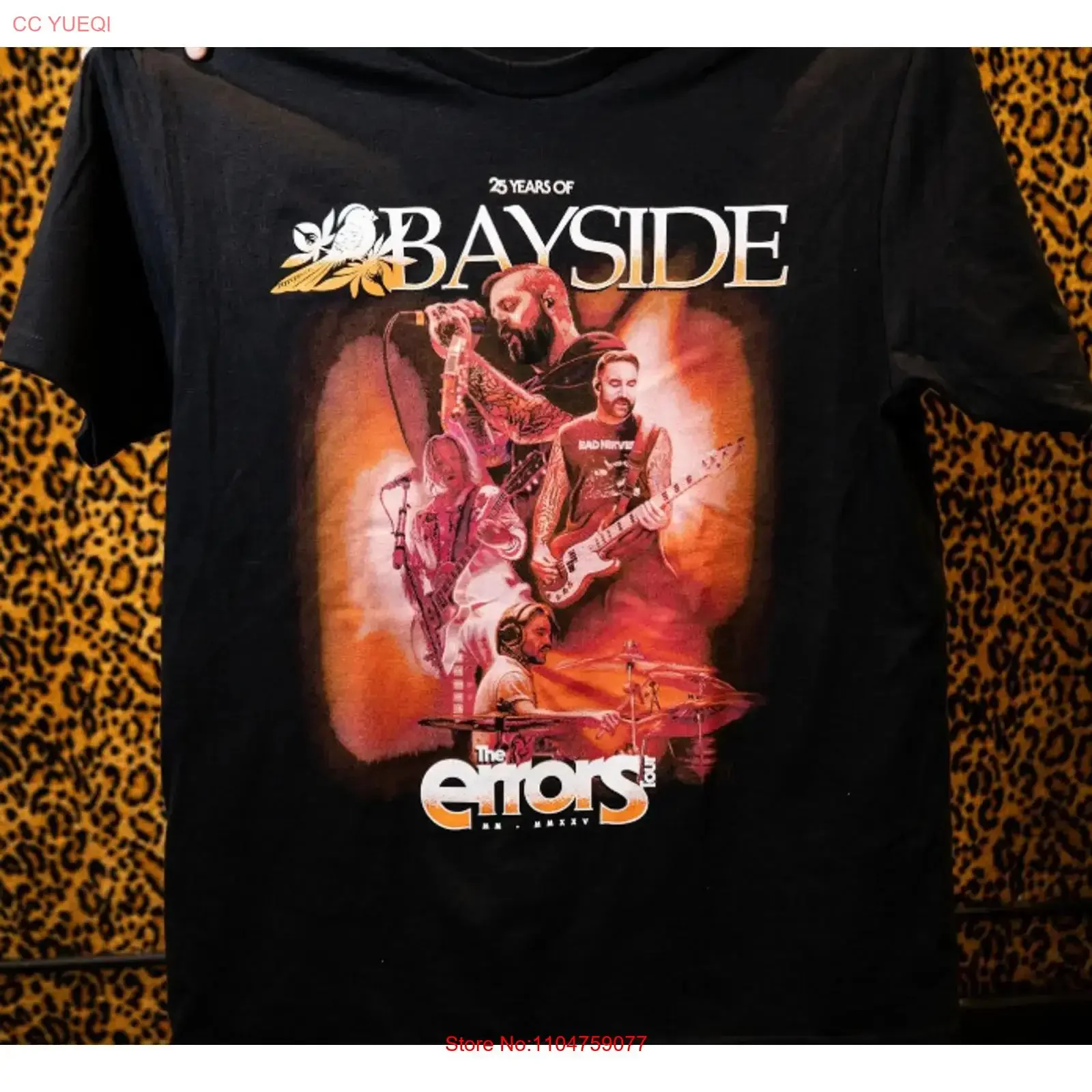 Фото Футболка Bayside The Errors Tour 2025 «25 лет Two Sides», винтажная, с эффектом потертости, дизайнерская одежда, мягкая уличная одежда, стильная №1