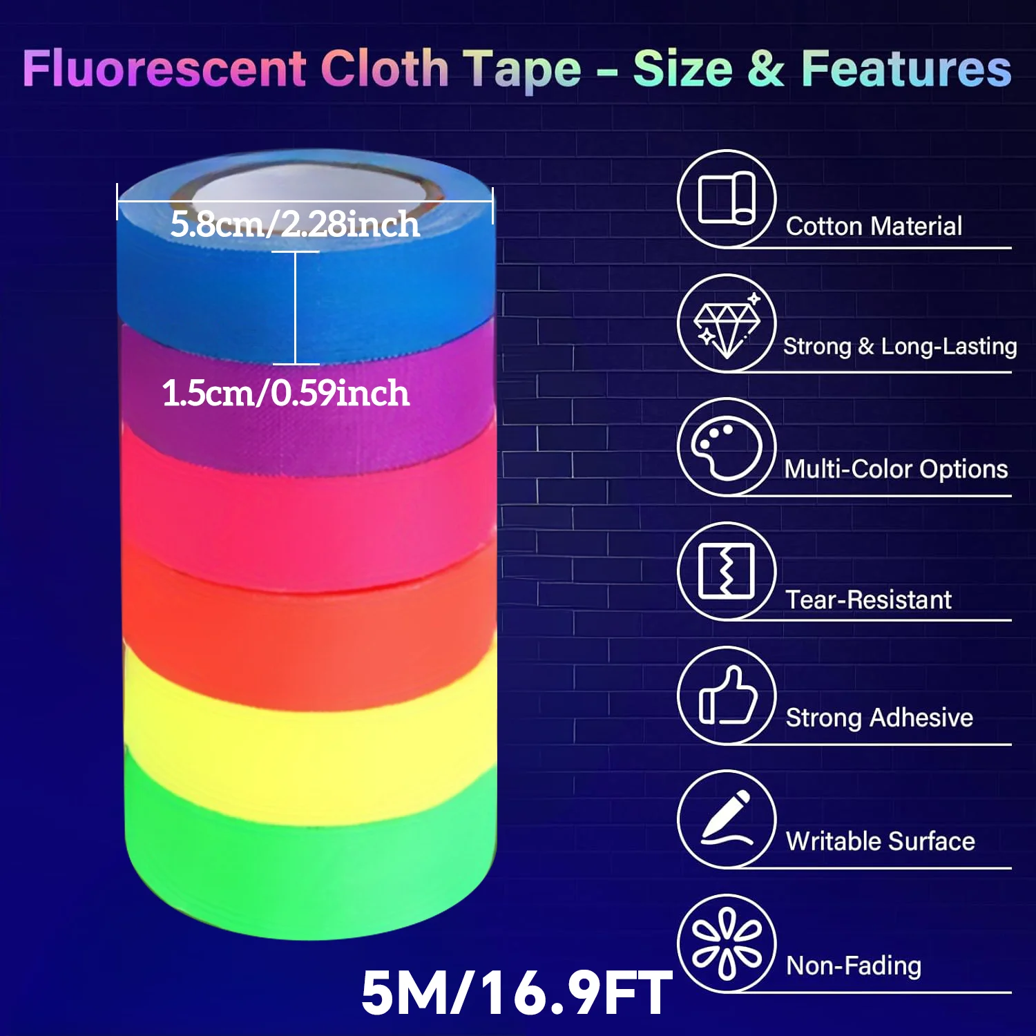 

Неоновая флуоресцентная клейкая лента Gaffer для вечеринок