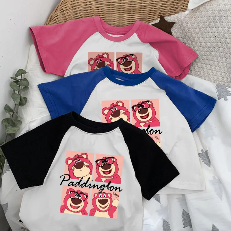 

Kawaii Летняя Детская летняя хлопковая футболка с коротким рукавом с изображением Диснея, новая свободная Удобная универсальная футболка с надписью