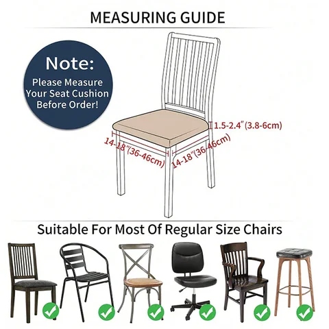 Chair Seat Cover For Chair Universal Size For Living Room Anti-Dust Stretch Spandex Dining Room Upholstered Chair Cushion Cover