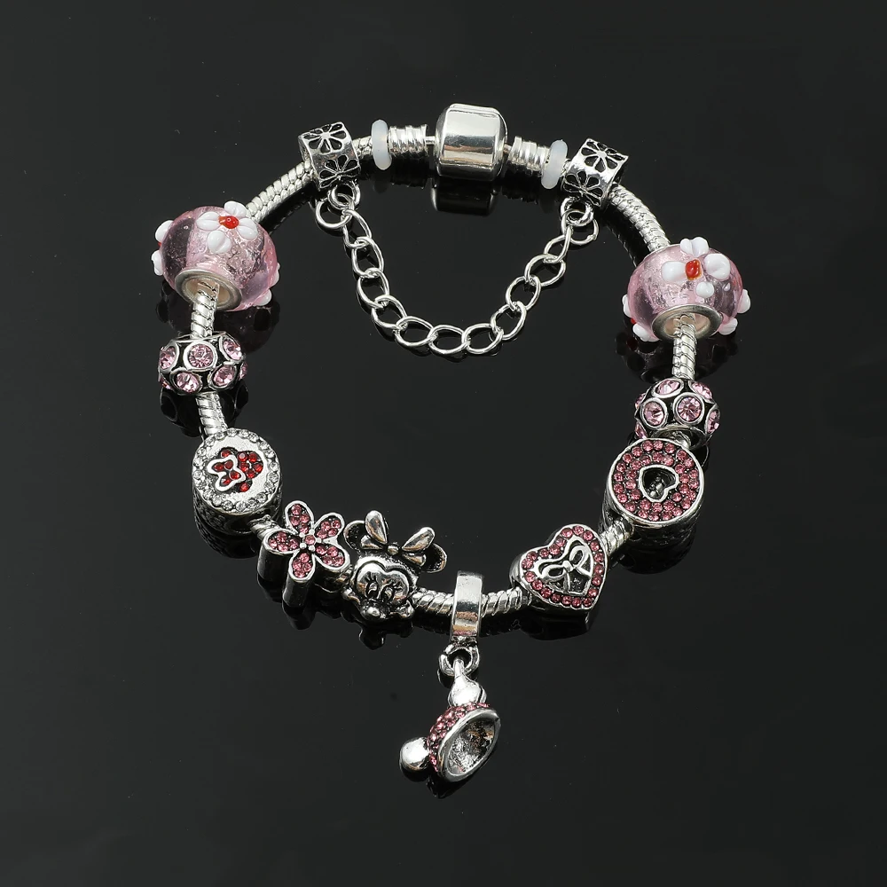 

Disney Mickey Mouse Dangle Charm Bracelets for Women 2022 Trendy Goth Egirl Wrist Accessories Mickey and Minnie Mouse Bracelet