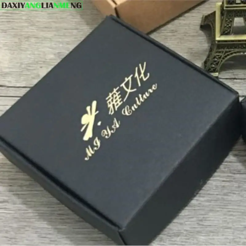 

10000 шт., коробка под заказ 7*7*3, черная с золотым логотипом