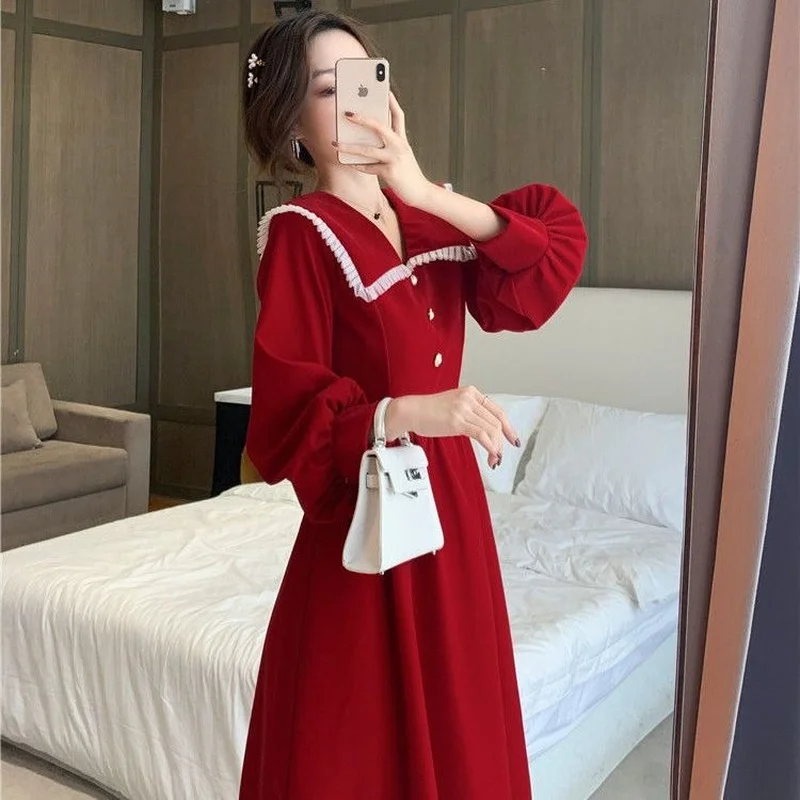 Платье с рукавами-фонариками женское элегантное платье во французском стиле