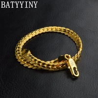 batyyiny 8 inch 925 sterling silver bracelet 5mm goldsilver side chain bracelet for woman man fashion wedding jewelry gift
