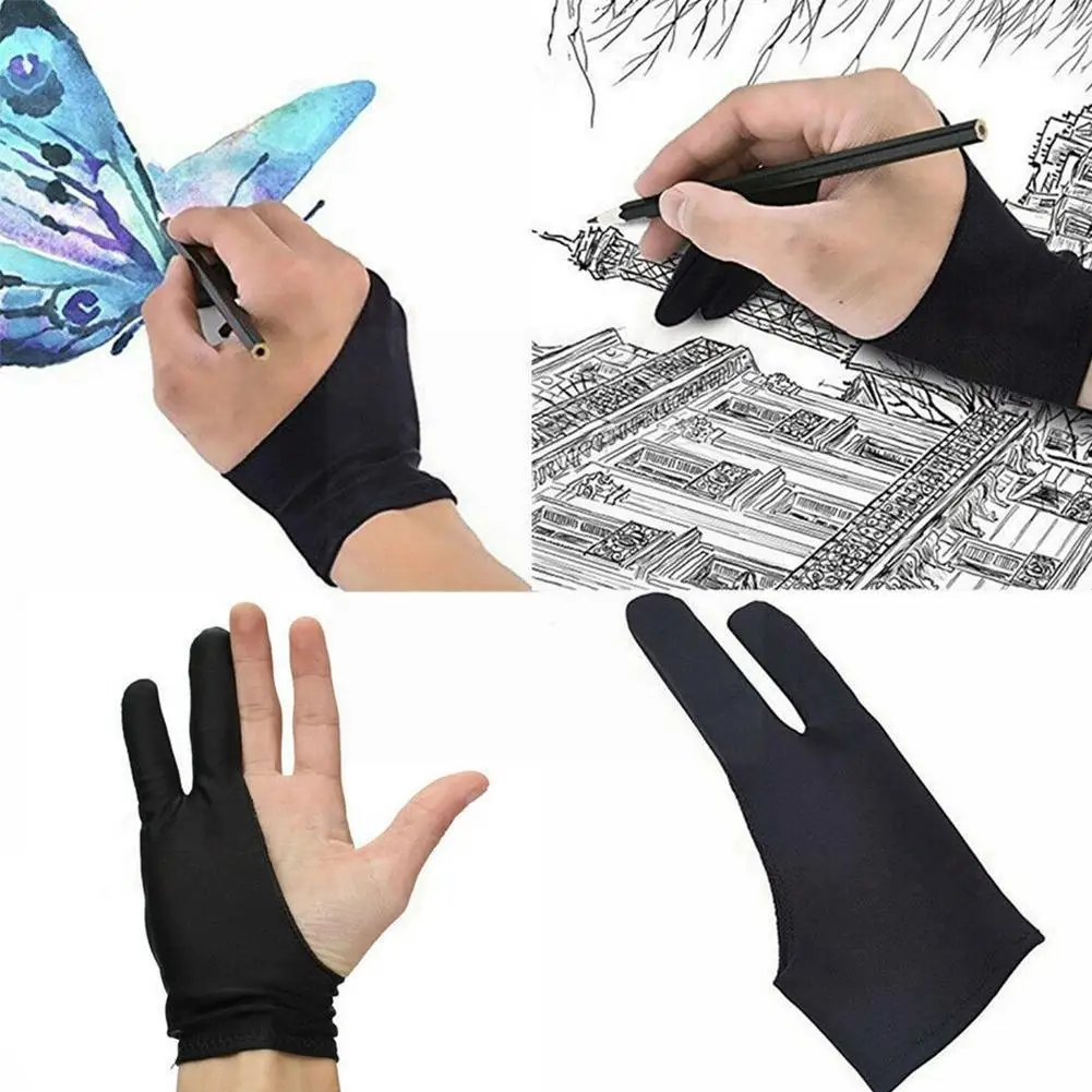 

Black Glove With Two Fingers Anti-fouling Drawing Painting Artist For Any Graphics Drawing Tablet H4f1