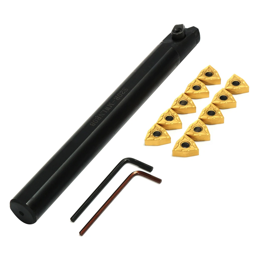 

S20R-MWLNR08 20mm Lathe Turning Tool Holder Boring Bar 10pcs WNMG0804 Inserts and 2pcs Spanner