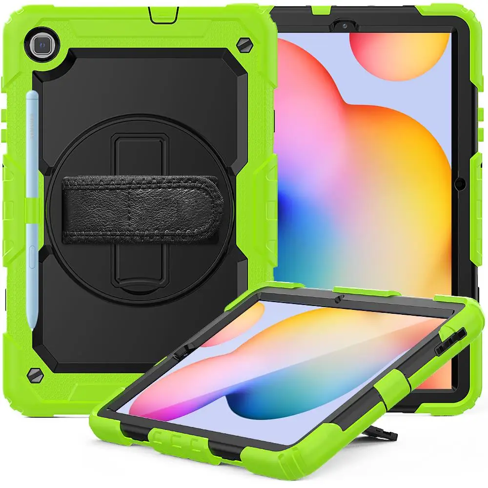 

For Galaxy Tab S6 Lite Case 360 Rotate Kickstand hand Strap Cover Heary Duty Rugged Shockpoof Case for Samsung S6 Lite P610/P615