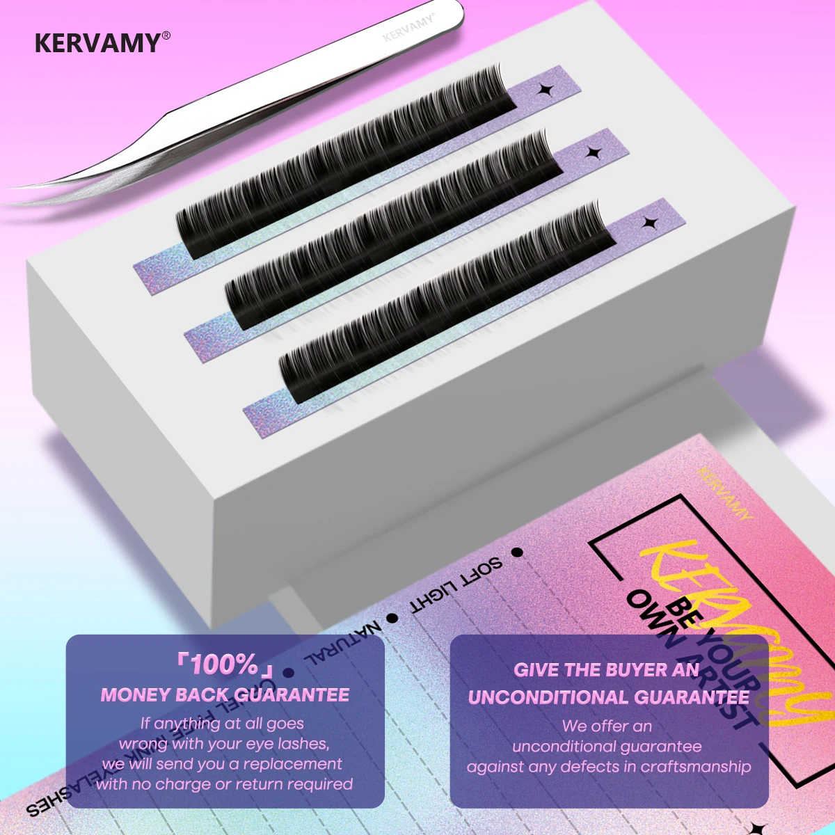Ресницы для наращивания KERVAMY индивидуальные ресницы Премиум шелк объем и