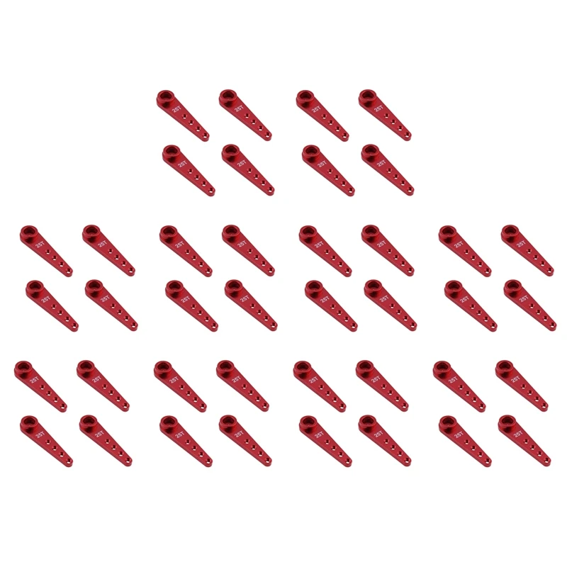 

40PCS 37Mm 25T Metal Extension Steering Servo Arm Horn For RC Car Crawler Parts,Red