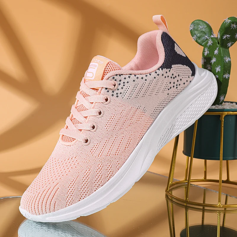 Running Shoes for Women Fashion Women's Mesh Casual Walking Shoe Breathable Lightweight Ourdoor Sports Fitness Trainers Lace-up