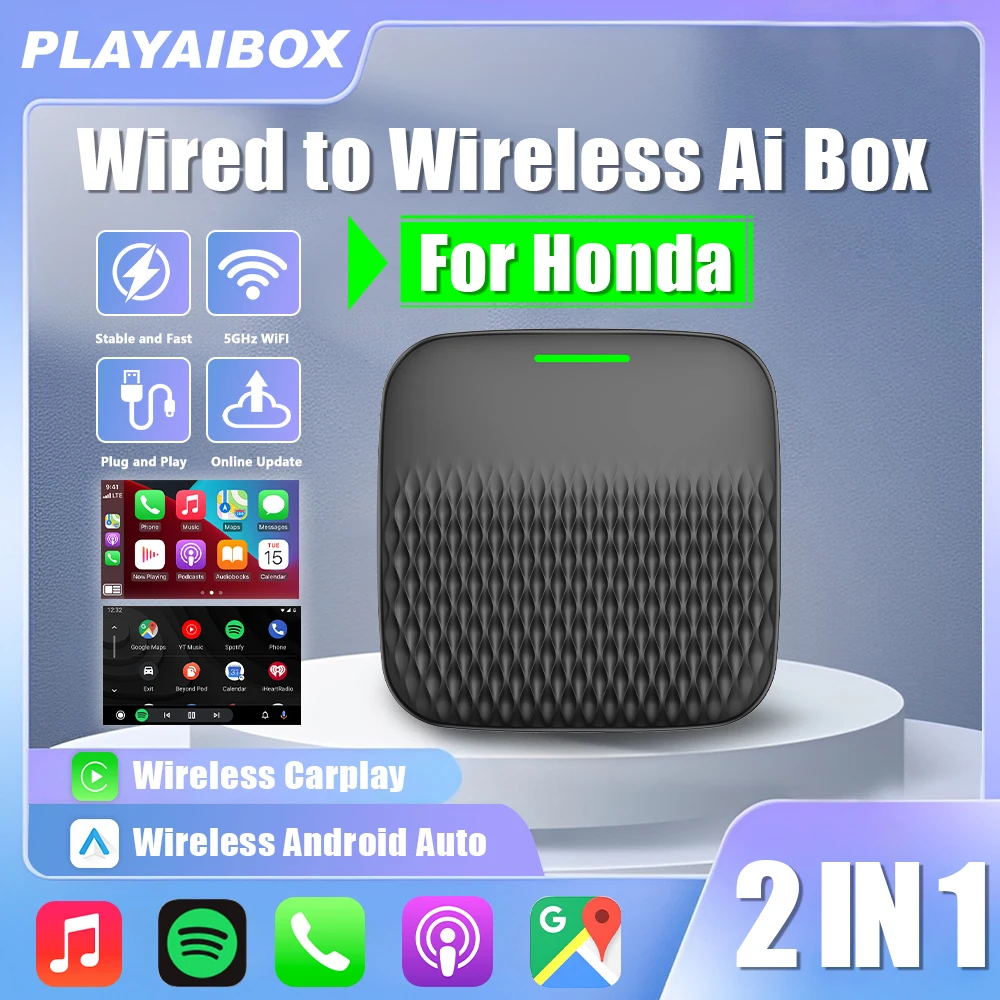 2024 Проводной к беспроводному Android Auto CarPlay Plug And Play Smart Box для Honda Accord Civic Ridgeline CR‐V Pilot