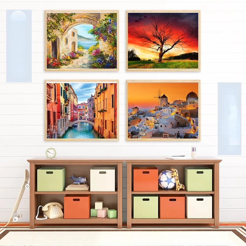 

DIY Hand-painted Digital Oil Painting Diy Coloring Decompression Leisure Toy Landscape Goldfish Living Room Decoration Painting