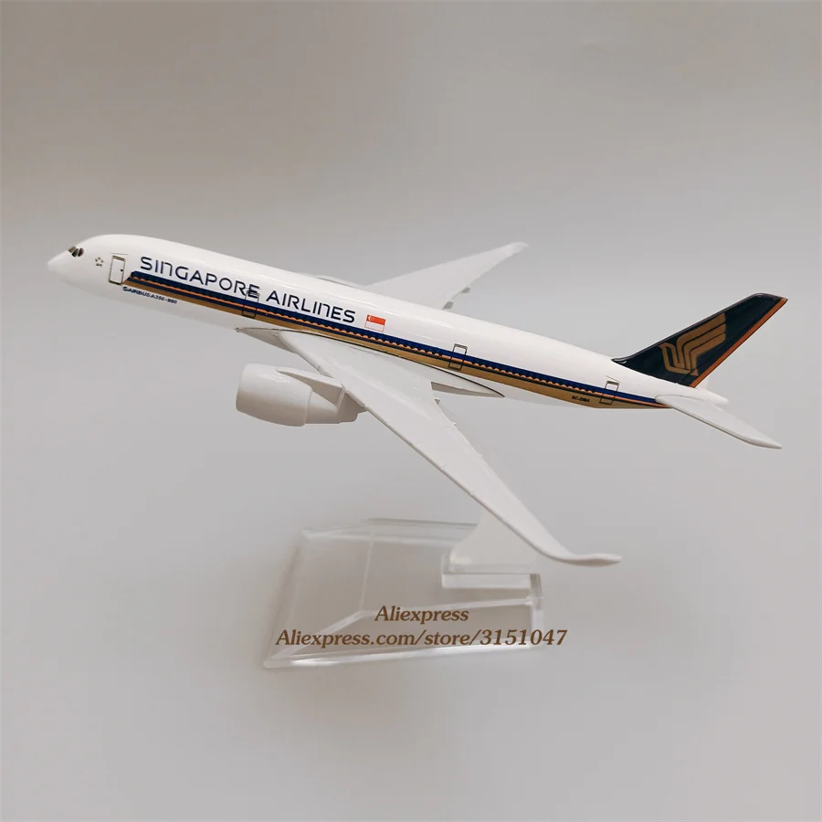 

16cm Air Singapore Airlines Airbus A350 350 Airways Plane Model Alloy Metal Diecast Model Airplane Aircraft w Base Toys Gift