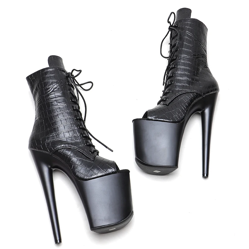 Leecabe 20cm/8inches PU upper  top open  High Heel platform   Pole Dancing boots