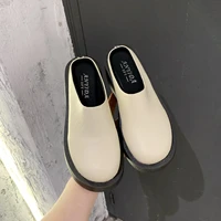high heeled shoes lady slippers women summer platform cover toe slides on wedge heels rubber pu retro zapatillas mujer casa