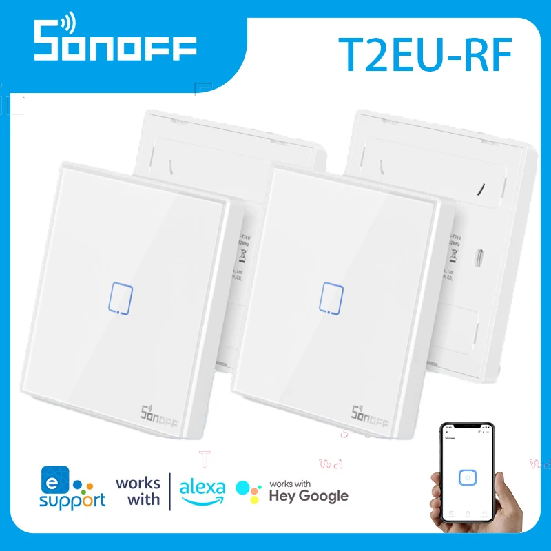 

SONOFF T2EU-RF 86 Type Wall Sticky Switch Smart Home 433MHz Wireless RF Wall Switch 2-Ways Control For 4CHPROR3 SlampherR2 TX