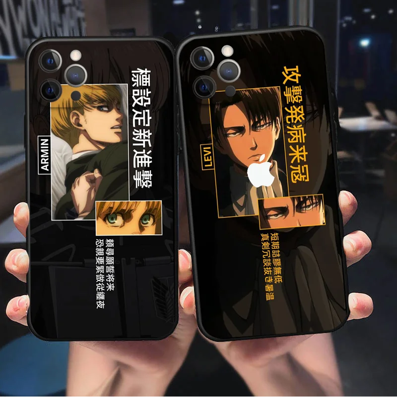 

Attack on Titan cartoon Soft silicone black Phone Case for iPhone 13 Mini XR XS Max XS 7 8 Plus 6 11 Pro 12 Pro Max Cover Fundas