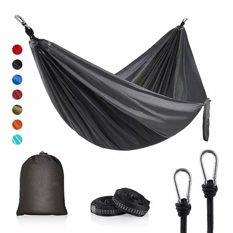 

Double Portable Camping Parachute Hammock Outdoor Travel Camping Survival Hunting Swing Chair Hanging Bed With Tree Strap