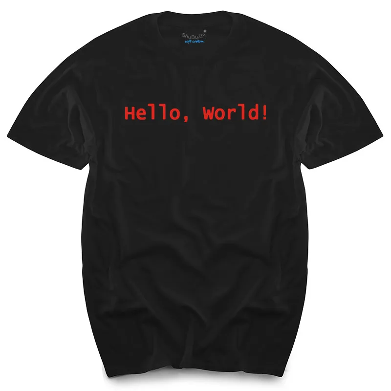 

cool design print Programmer computer T-shirt hello world linux geek male short-sleeve men's shirt male basic top tee