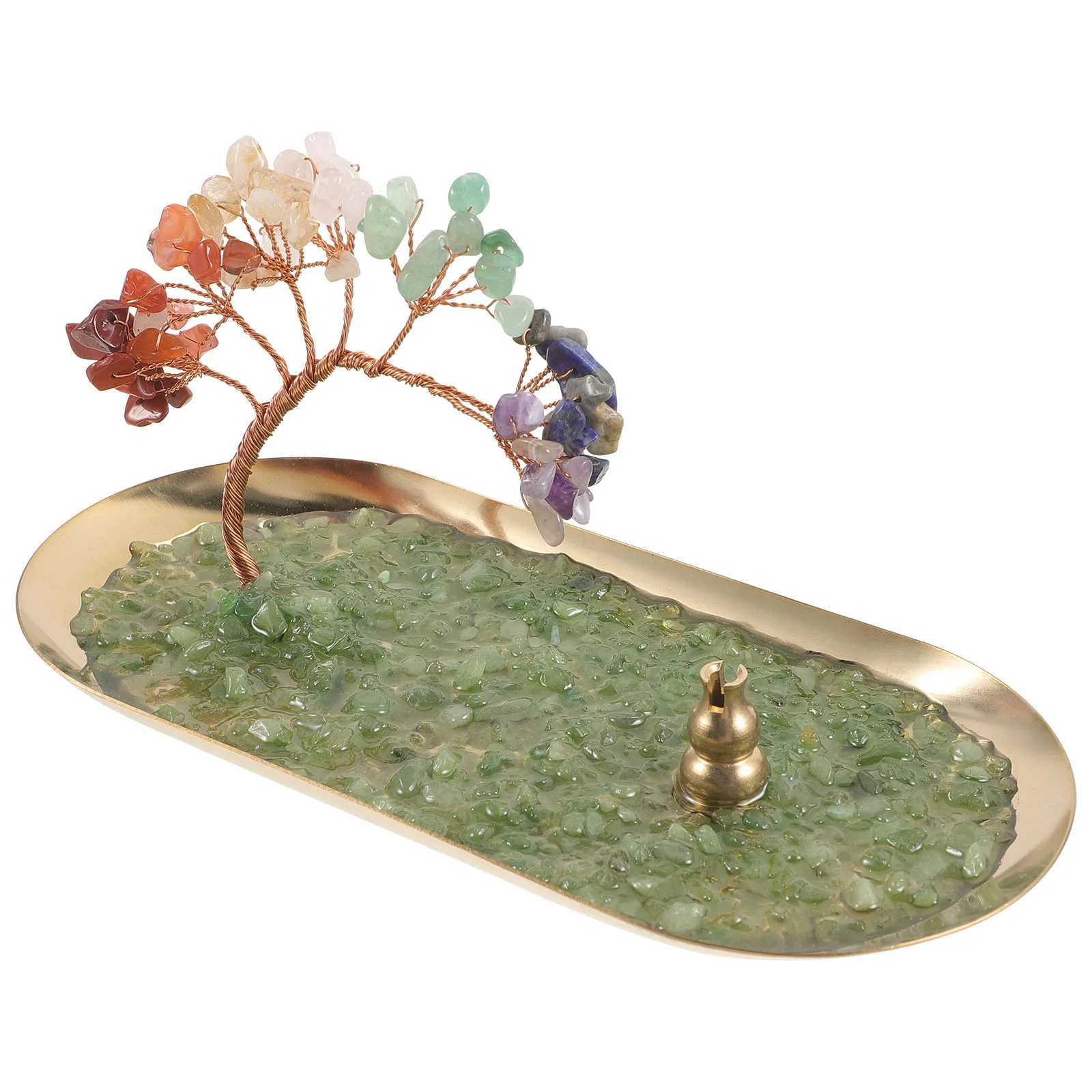

Household Burner Ornaments Plate Desktop Tray Crystal Holder Office Decor