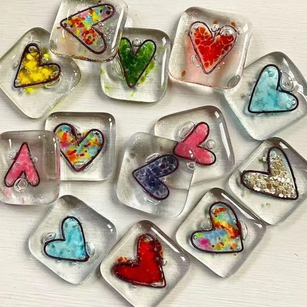 

Fused Resin Heart Pocket Token Pocket Heart Token with Greeting Card Pocket Cards Got Birthday Wedding Valentines for Mom Women
