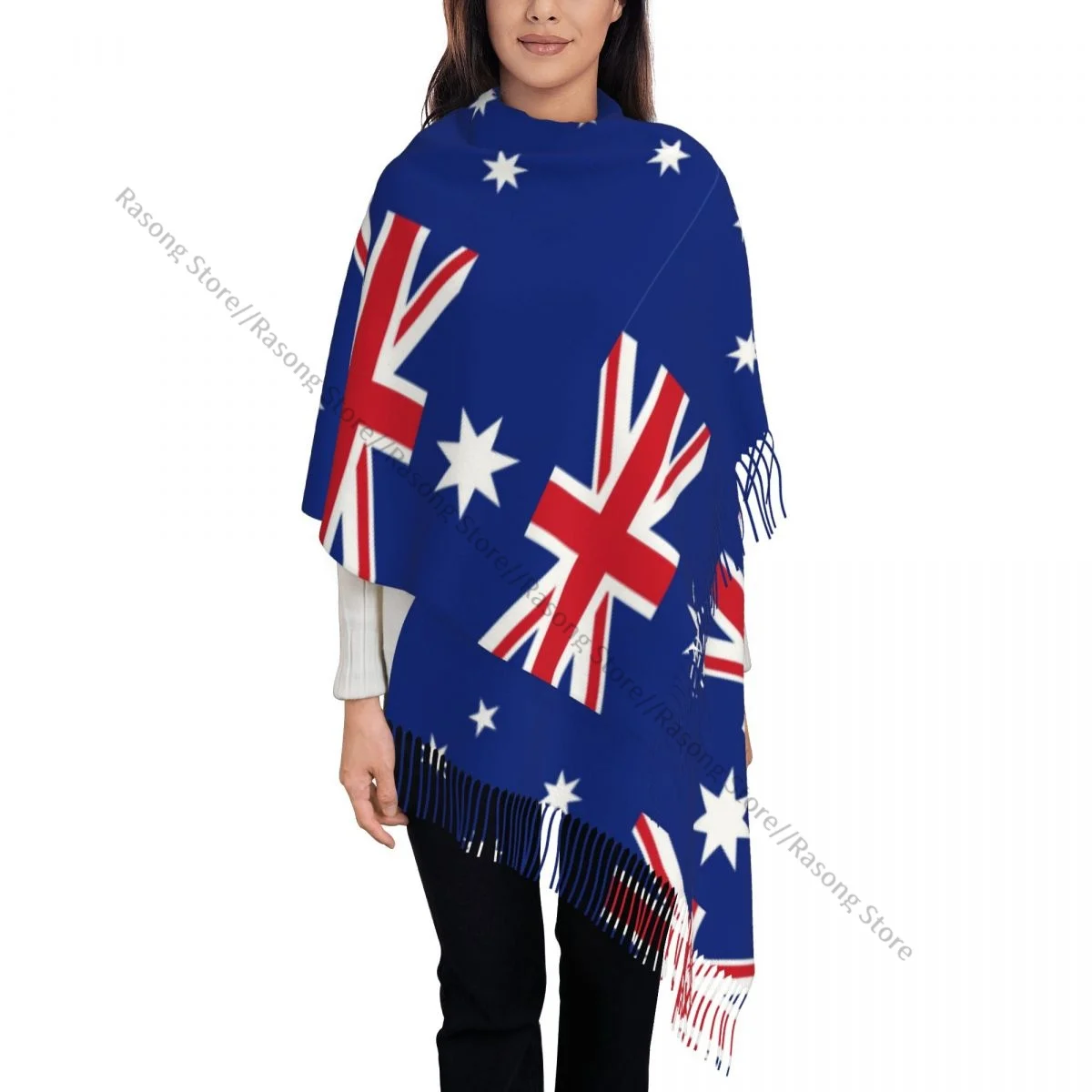 Зимний шарф с кисточками австралийский морской флаг женские кашемировые шарфы