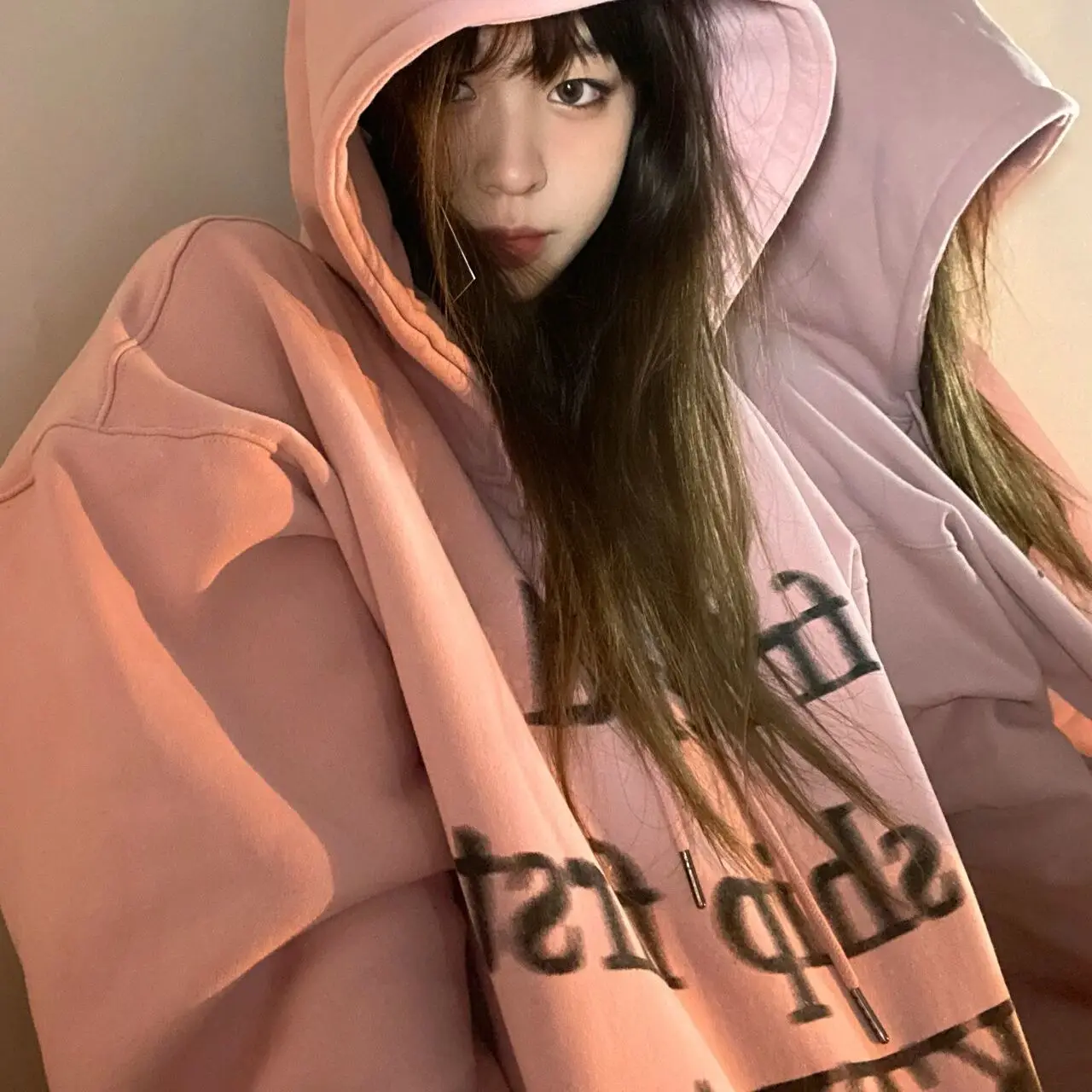 Autumn and Winter New Loose Simple Hooded Fashion Trend Wild Letter Printing Casual Plus Velvet Thick Thick Warm Sweater
