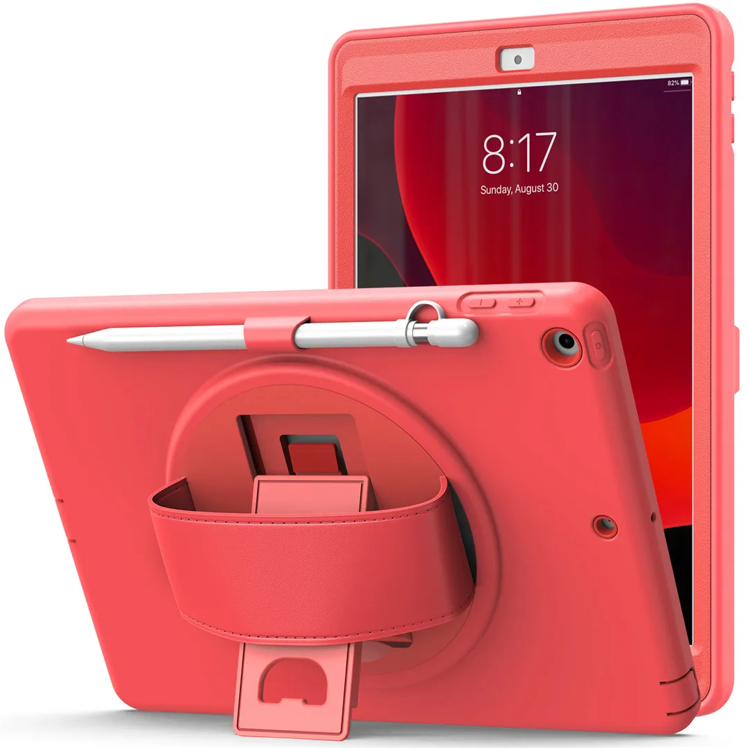 

Case For iPad 10.2 inch 7 8th Gen Pencil Holder Cover For iPad 10.2 A2197 Kids Baby Skin Safe Shockproof Armor cover +Hand Strap