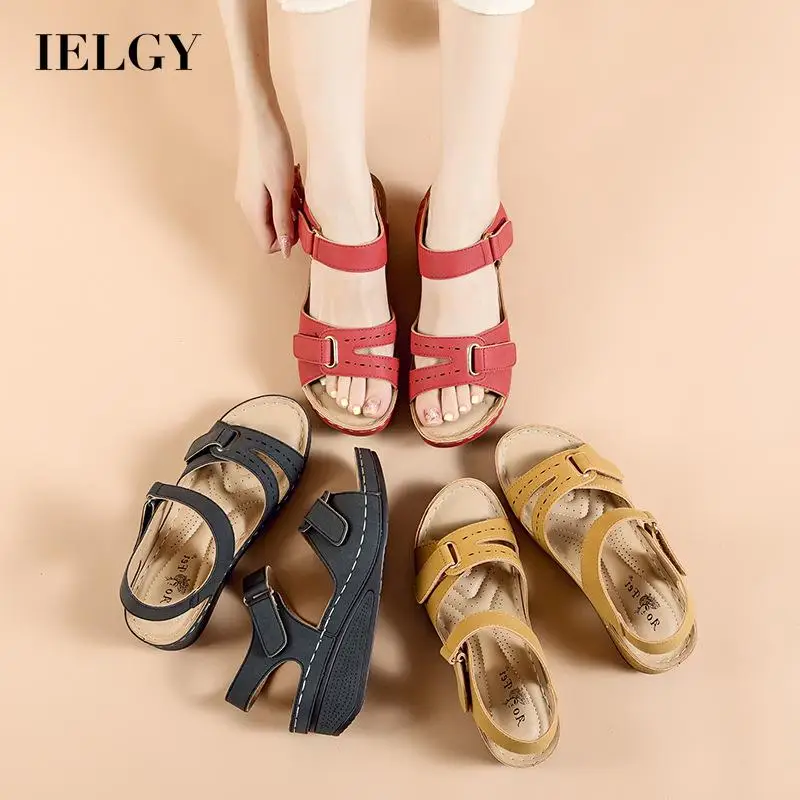 

Women's sandals wedge heel stick buckle plus size shoes