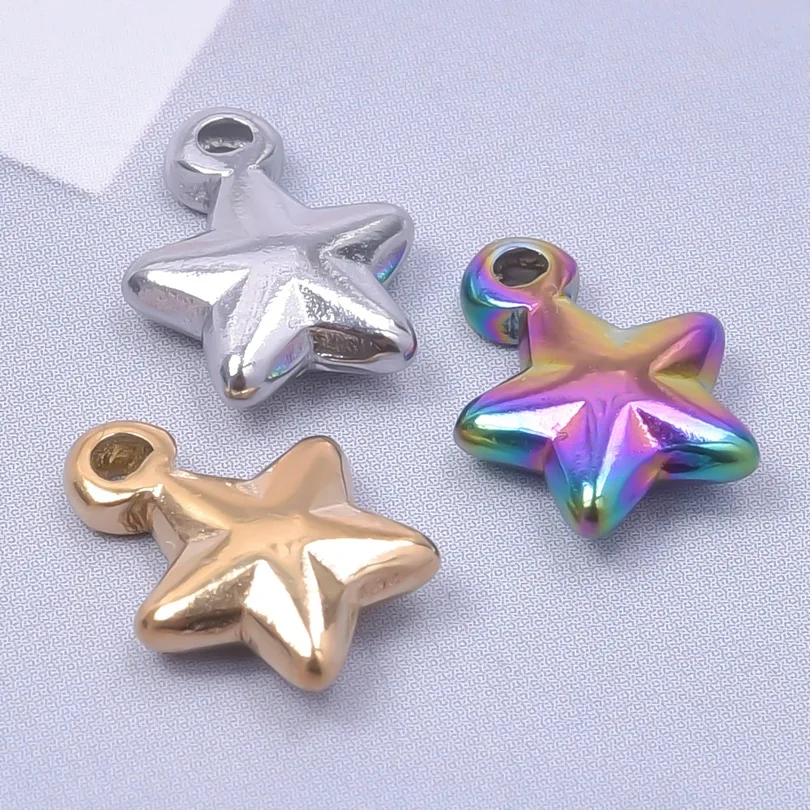 

WZN 5Pcs Solid Stars Charms for Jewelry Making Stainless Steel Meteor Pendant Diy Earring Necklace Accessories Wholesale